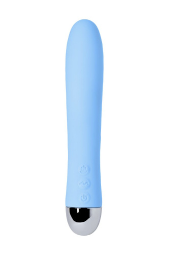 Голубой силиконовый вибратор с функцией нагрева и пульсирующими шариками FAHRENHEIT - 19 см. фото 5