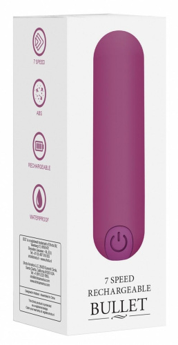 Фиолетовая перезаряжаемая вибропуля 7 Speed Rechargeable Bullet - 7,7 см. фото 3