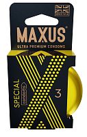 Презервативы с точками и рёбрами в железном кейсе MAXUS Special - 3 шт.