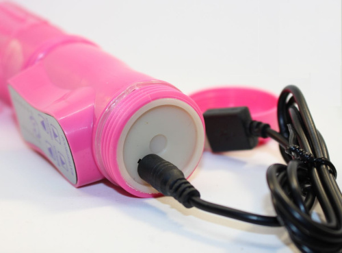 Перезаряжаемый розовый вибратор с ротацией - 22,5 см. фото 2