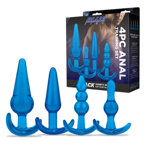 Тренировочный набор из 4 голубых анальных плагов Anal Training Set фото 2