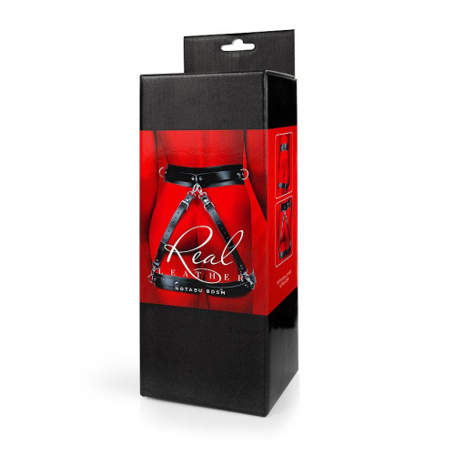 Черный кожаный пояс с гартерами - L-XL фото 3 Черный кожаный пояс с гартерами - L-XL фото 3