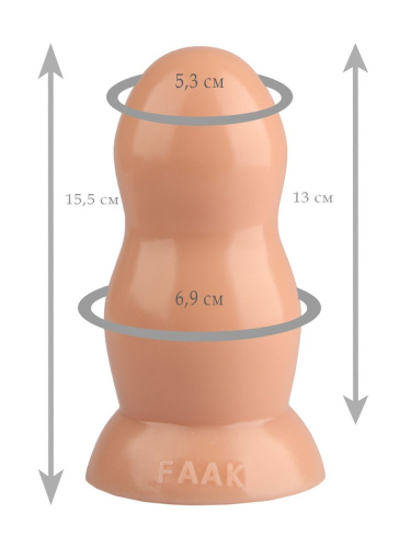 Телесная гладкая анальная втулка - 15,5 см. фото 2