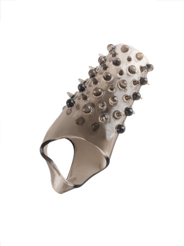 Дымчатая насадка на пенис с шипами и выпуклостями - 12,5 см. фото 5