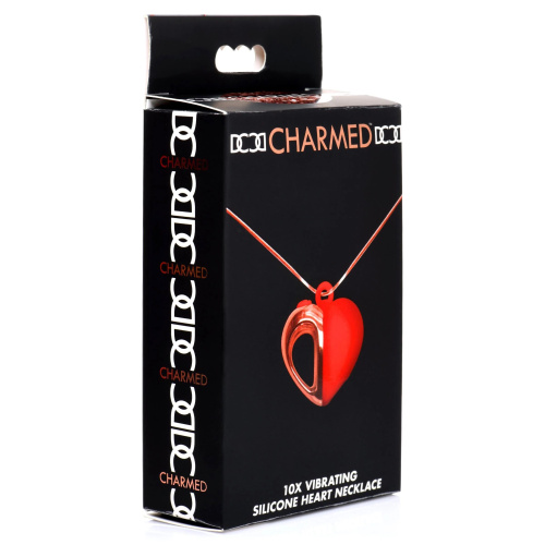 Красное ожерелье с подвеской-вибратором 10X Vibrating Silicone Heart Necklace фото 4