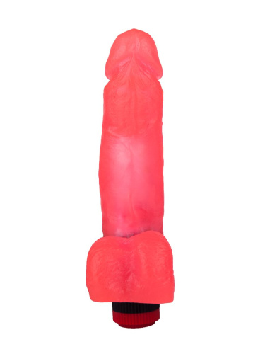 Розовый гелевый вибромассажёр в виде фаллоса - 19 см. фото 3
