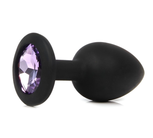 Черная анальная пробка с сиреневым кристаллом - 7,3 см. фото 2 Черная анальная пробка с сиреневым кристаллом - 7,3 см. фото 2