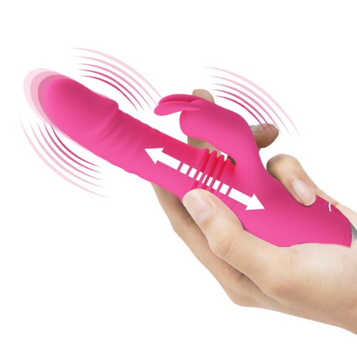 Розовый вибратор Dorothy с функцией поступательных движений - 19,7 см. фото 4