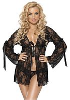 Ажурный пеньюар с длинными рукавами