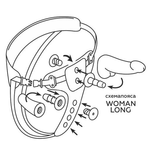 Женский пояс-трусики c 2 насадками и вагинальной пробкой WOMAN LONG фото 4