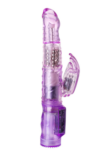 Фиолетовый вибратор High-Tech fantasy с клиторальным лепестком - 21 см. фото 4