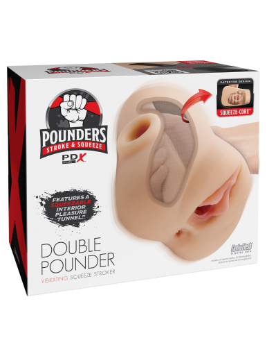 Телесный мастурбатор с вибрацией Double Pounder Vibrating Squeeze Stroker фото 3