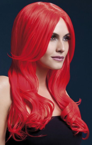 Красный парик с длинной челкой Khloe фото 2