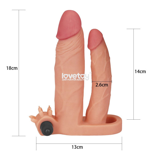 Телесная насадка-удлинитель на пенис с анальным стимулятором и вибропулей фото 2