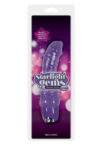 Фиолетовый вибратор с блёстками STARLIGHT GEMS ORION - 19 см. фото 2