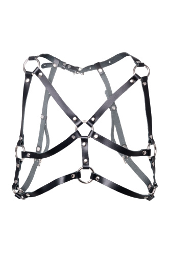 Черная кожаная портупея «Соблазн» с кольцами фото 3