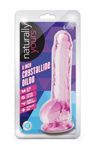 Розовый фаллоимитатор 8 Inch Crystalline Dildo - 19,5 см. фото 2