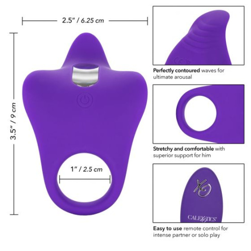 Фиолетовое перезаряжаемое эрекционное кольцо Silicone Remote Orgasm Ring фото 2