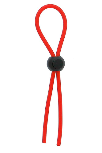 Красное эрекционное лассо с одной бусиной-утяжкой Stretchy Thin Lasso