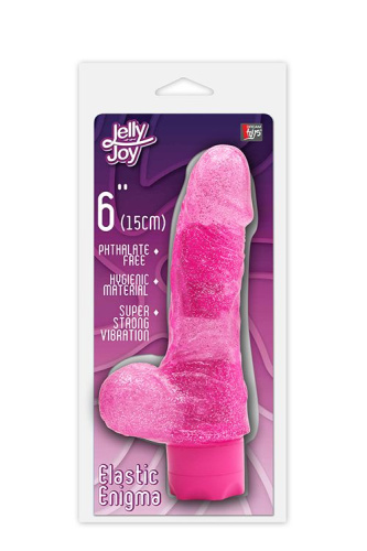 Розовый водонепроницаемый вибратор JELLY JOY ELASTIC ENIGMA MULTISPEED VIBE - 15 см. фото 2