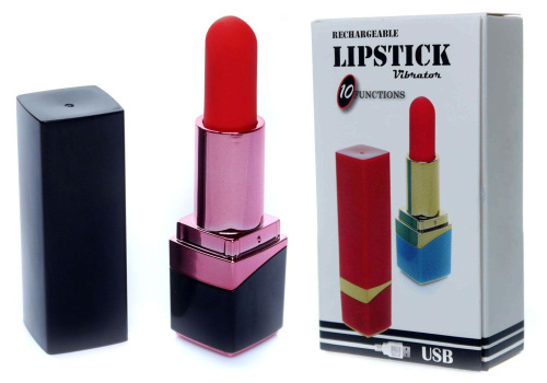 Черный мини-вибратор в форме помады фото 2