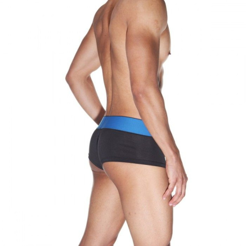 Черные трусы-хипсы на широком синем поясе фото 2