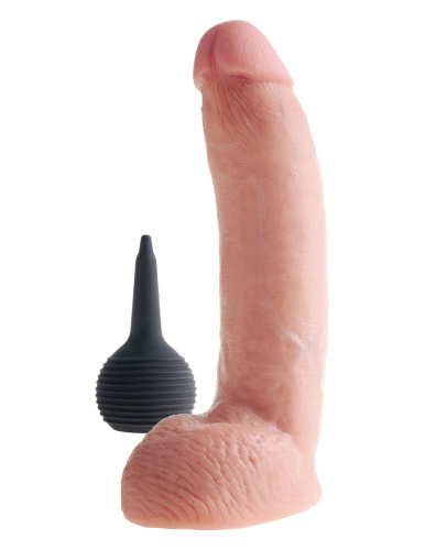 Телесный фаллоимитатор с эффектом семяизвержения Squirting Cock with Balls - 22,9 см. фото 2