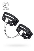 Черные кожаные оковы из двух ремешков