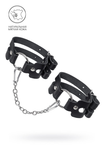 Черные кожаные оковы из двух ремешков Черные кожаные оковы из двух ремешков