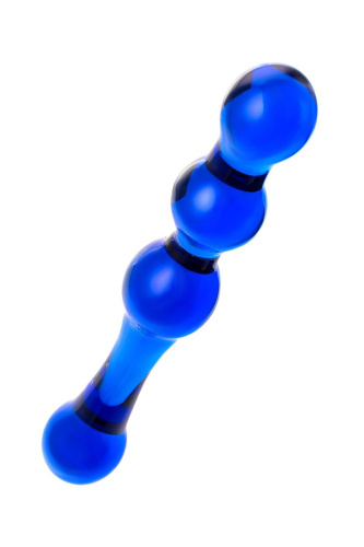 Синий стеклянный фаллоимитатор с наплывами - 20,5 см. фото 2