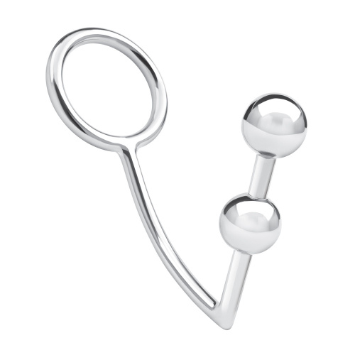 Кольцо на пенис с анальным стимулятором Two Bead Stainless Steel Anal Hook & Cock Ring