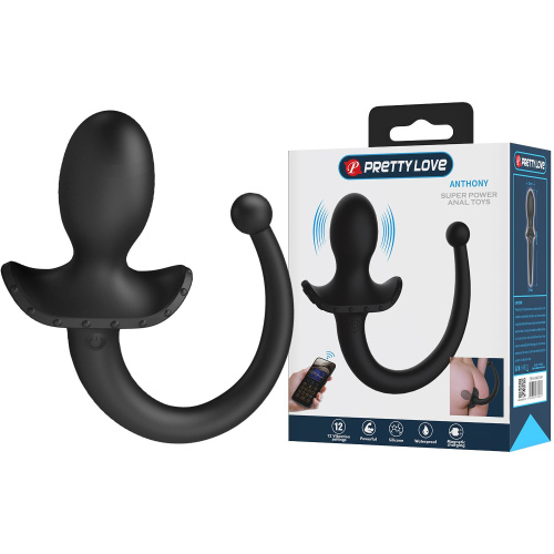 Черная анальная вибропробка с хвостом Anthony фото 2
