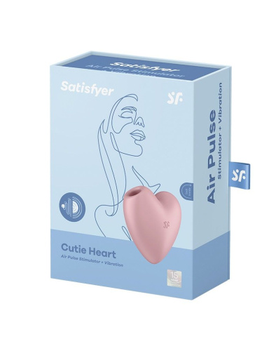 Розовый вибромассажер Cutie Heart с вакуум-волновой стимуляцией фото 2