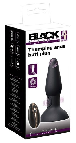 Черная анальная вибропробка с пульсацией в нижней части Thumping Anus Butt Plug - 15 см. фото 8