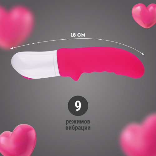 Розовый вибратор с рёбрышками - 18 см. фото 6