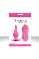 Розовая анальная пробка Tinglers - Plug II с вибрацией