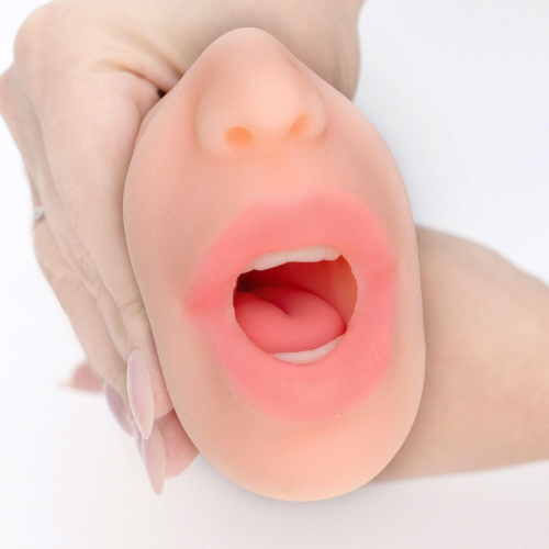 Телесный двусторонний мастурбатор «Жужа» - вагина и ротик фото 6