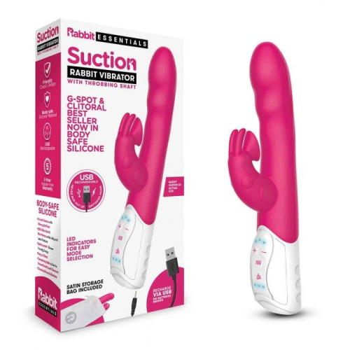 Розовый вибромассажер с клиторальной стимуляцией Clitoral Suction Rabbit - 24,5 см. фото 2