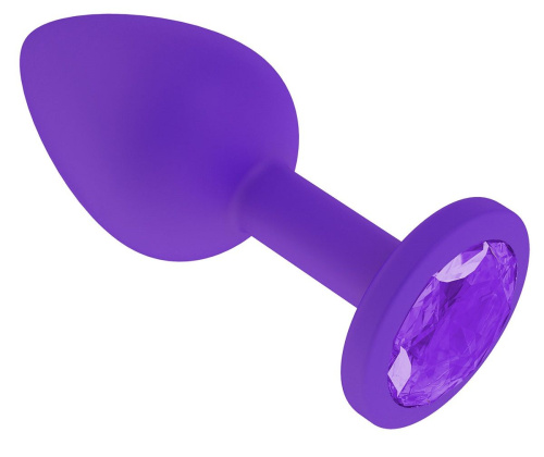 Фиолетовая силиконовая пробка с фиолетовым кристаллом - 7,3 см. фото 2