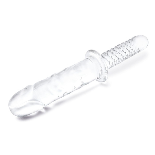 Стеклянный фаллоимитатор с рукоятью 11’’ Girthy Cock Double Ended With Handle - 28 см. фото 3
