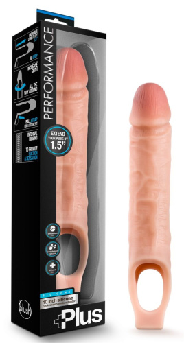 Телесный реалистичный фаллоудлинитель 10 Inch Silicone Cock Sheath Penis Extender - 25,4 см. фото 2