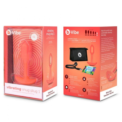 Оранжевая вибропробка для ношения B-vibe Snug Plug 1 - 10 см. фото 6