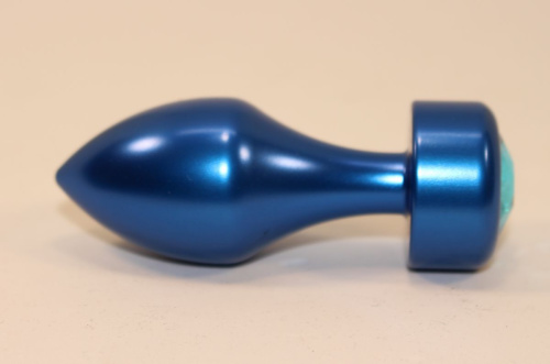Синяя анальная пробка с голубым кристаллом - 7,8 см. фото 2
