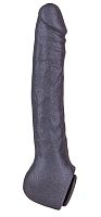 Чёрная фаллическая насадка BLACK BENT 3 - 22,5 см.