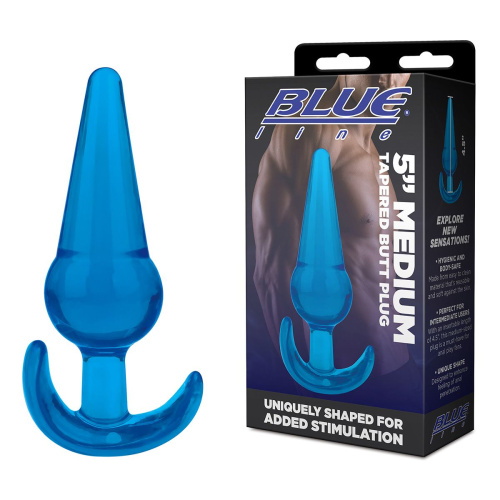 Голубая анальная пробка конической формы Medium Tapered Butt Plug - 12,7 см. фото 2