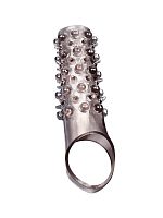 Дымчатая насадка на пенис с шипами и выпуклостями - 12 см.