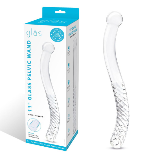 Стеклянный фаллоимитатор 11’’ Glass Pelvic Wand Double Ended - 28 см. фото 2