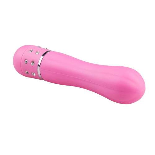 Розовый мини-вибратор Diamond Vibrator со стразами - 11,4 см. фото 2