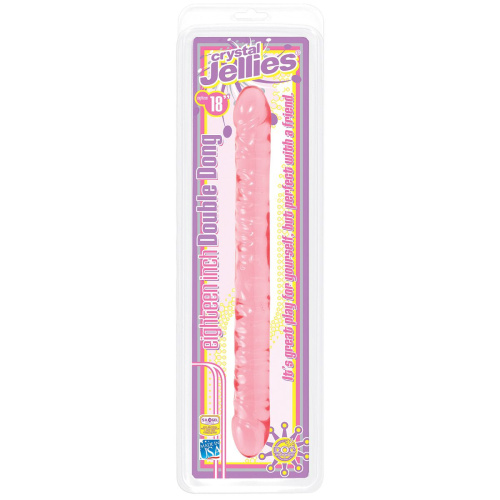 Розовый двухголовый фаллоимитатор Crystal Jellies - 45,7 см. фото 2