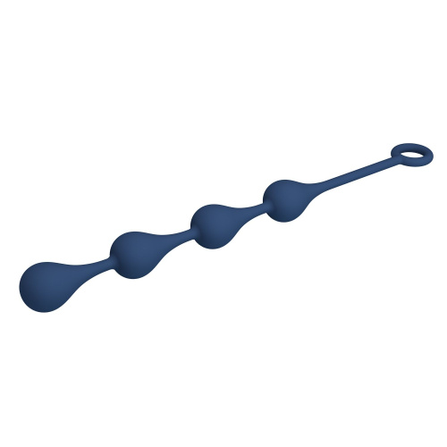 Синяя анальная ёлочка с кольцом Waterdrop Anal Balls 30 mm M - 33,5 см. фото 6